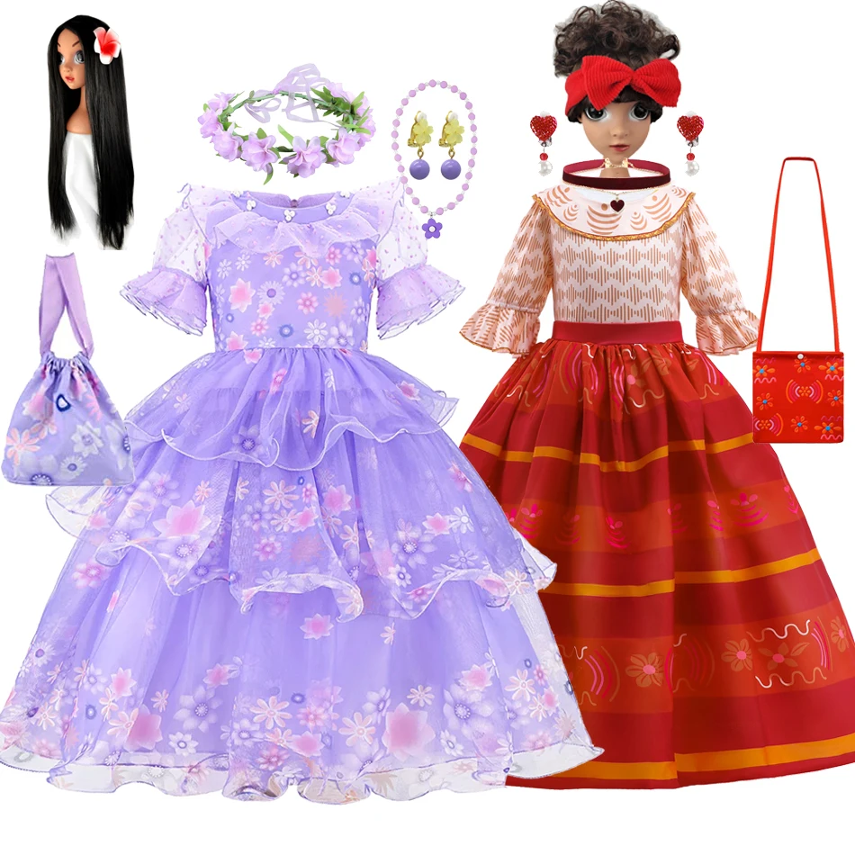 Disney Encanto Dolores Cosplay Mirabel Isabella Girls Princess Dress Kids Luisa Halloween Party Costume Children Clothes Vestido