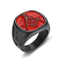 mens stainless steel vintage freemason masonic ring red master mason symbol signet biker band accessoris gift