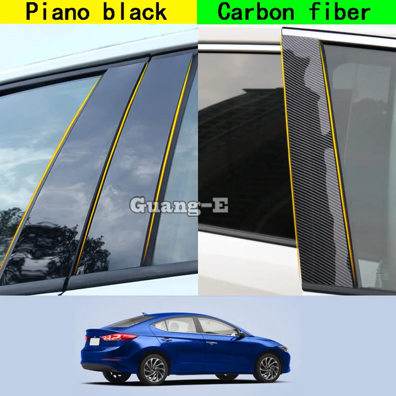 

For Hyundai Elantra Avante 2016 2017 2018 2019 2020 Car PC Material Pillar Post Cover Door Trim Window Molding Sticker Plate