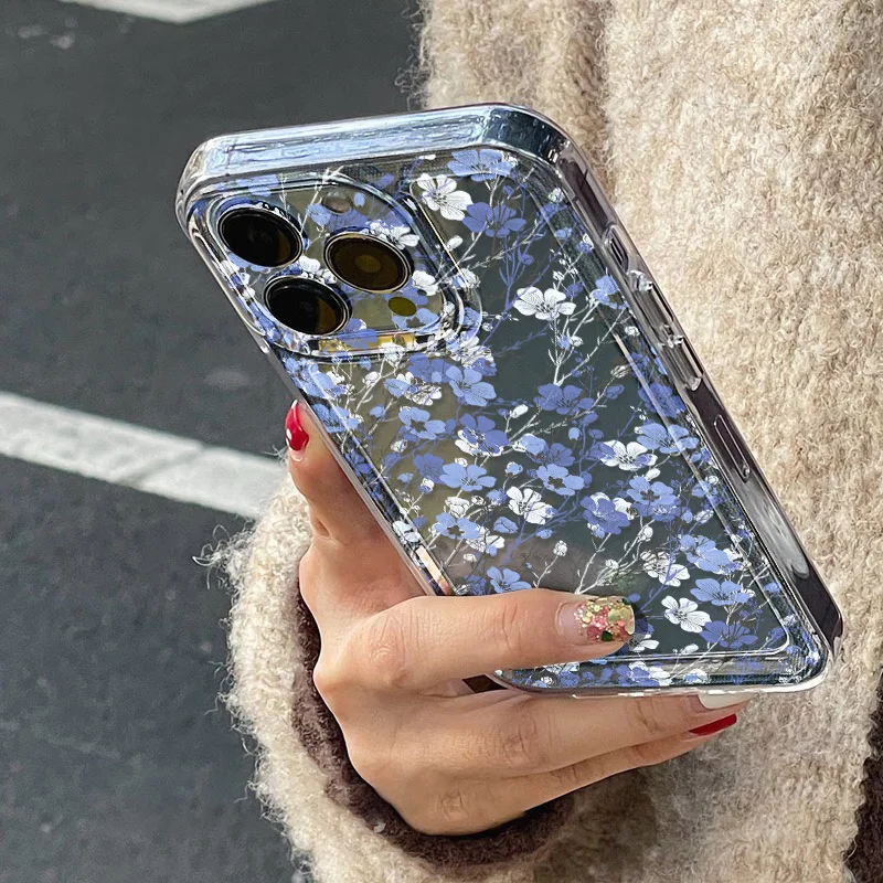 Фото Чехол с цветочным рисунком для iPhone 15, чехлы для iPhone 15, 12, 13, 14, 16 Pro Max X XR XS Max 14 15 Plus 16 Pro iPhone16, прозрачный противоударный чехол Funda №4