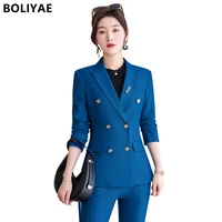 2022 women blazer and guard pants sets two pieces coat slim ol formal office work lady suit trousers femme jackets spring autumn