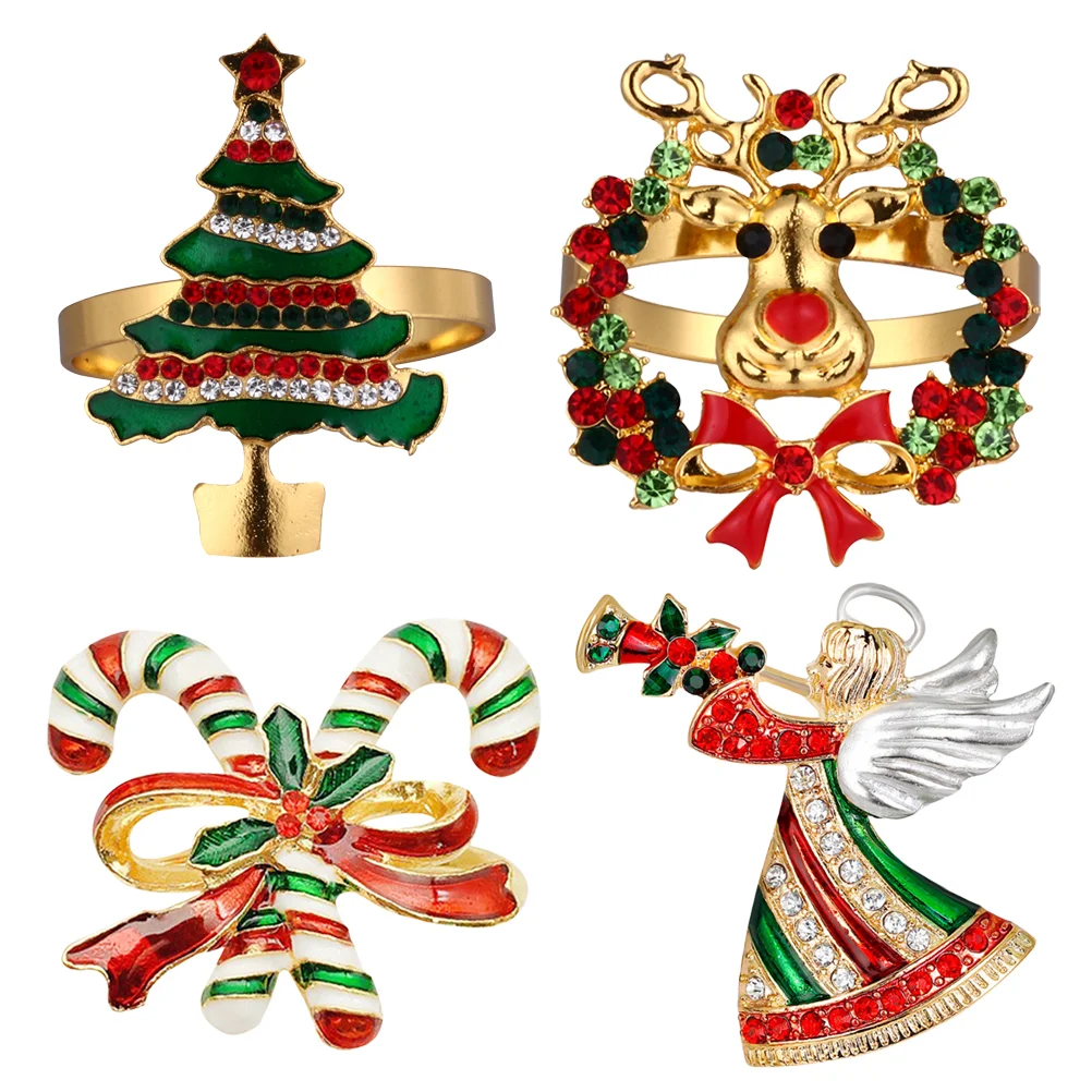 

Napkin Christmas Rings Xmas Holders Buckles Jingle Bell Bands Holiday Holder Decorations Serviette Festive