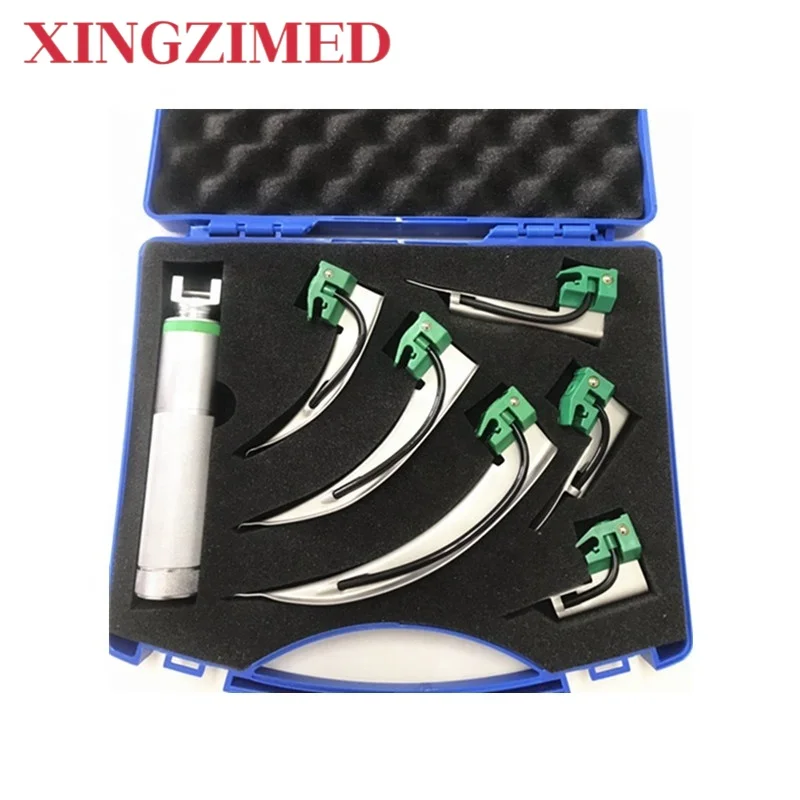 

XINGZIMED лезвия из нержавеющей стали разных размеров, набор волоконно-оптических анестезиологических ларингоскопов для интубации младенцев и детей