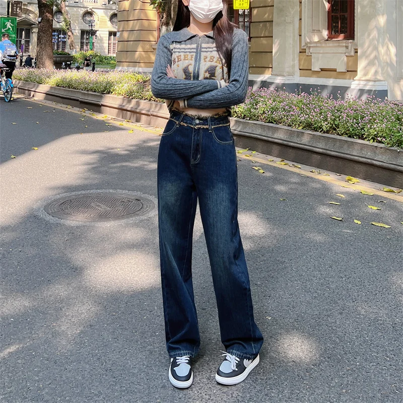 Streetwear Straight Leg Jeans Woman High Waist Y2k Women's Pants Korean Fashion Female Clothing Newjeans Denim Baggy Vintage