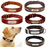 genuine leather dog collar custom small medium large dog collars personalized leather pet id collars adjustable for dogs pitbull