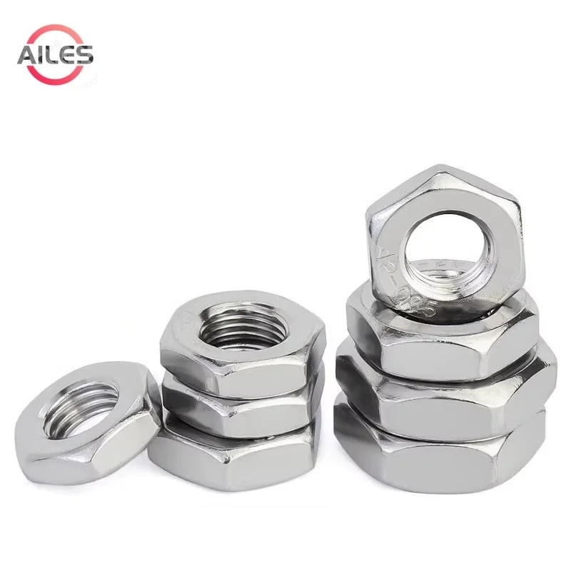 

Тонкая резьба из нержавеющей стали 304, левая шестигранная тонкая гайка M8 M10 M12 M14 M16 M18 M20 M22 M24, шестигранные тонкие гайки с левой резьбой