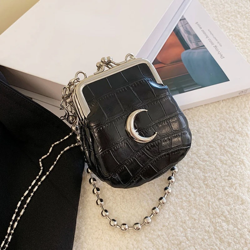 

PU Leather Women Chain Small Crossbody Bag Fashion Female Clip Shoulder Bags Crocodile Pattern Ladies Coin Purse Clutch Handbags