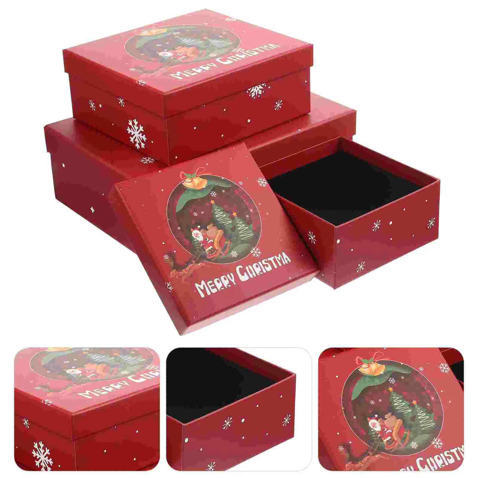 

3 Pcs Green Gifts Christmas Box Present Storage Case Paper Reliable Container Durable