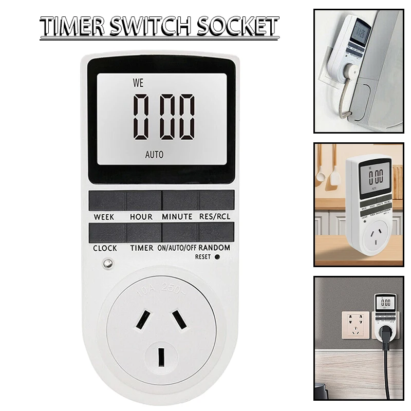 

Brand-New 240V 50Hz Digital Timer Switch Automation Socket Power Plug-In Socket Countdown Switch 10 Different On/off Settings