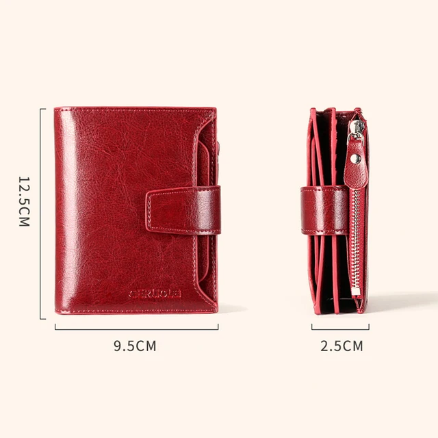 Fashion Luxury Ladies Wallet Genuine Leather RFID Anti Theft Business Credit Card Bag Folding Coin Purse Zipper Wallet for Women 6