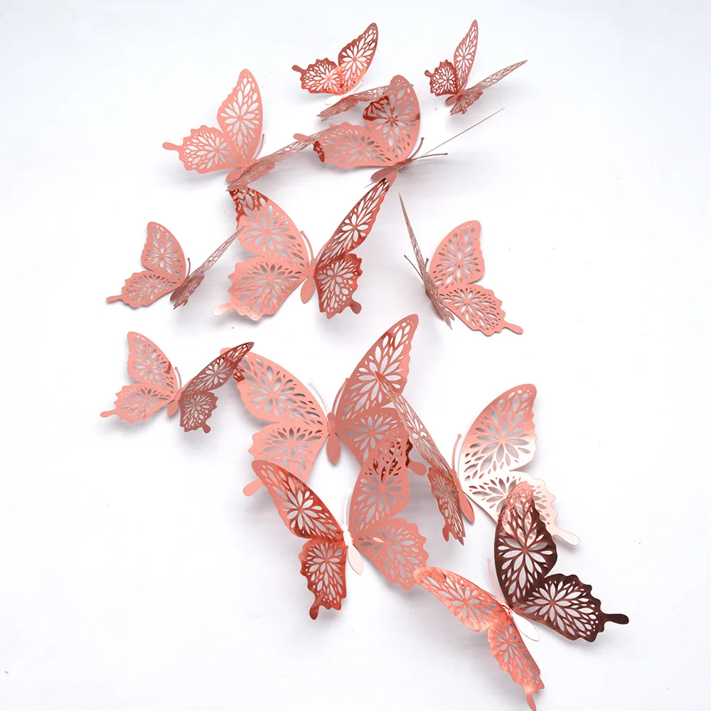 

12 шт., 3D наклейки на стену в виде бабочек