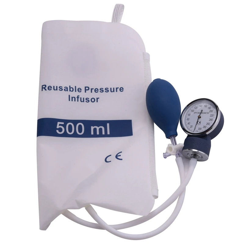 

3X Infusion Pump Pressure Bag 500Ml With Gauge And Hand Pump Ball Reusable Pressure Infusion Bag