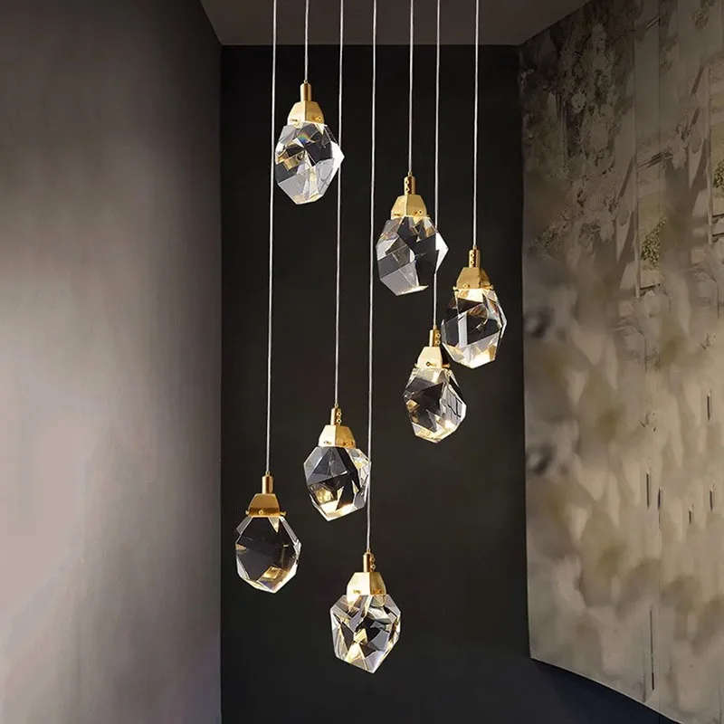 

Pendant Lamp Led Art Chandelier Lighting Room Decor Nordic home dining indoor crystal hanging for living lustre de salon silver