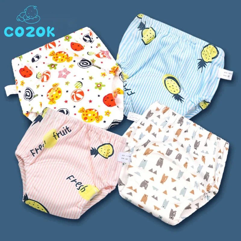

COZOK 3pcs Baby Diaper Pants Summer Toilet Training Pant Cartoon 6 Ply Gauze Pure Cotton Breathable Urine Separation Diapers