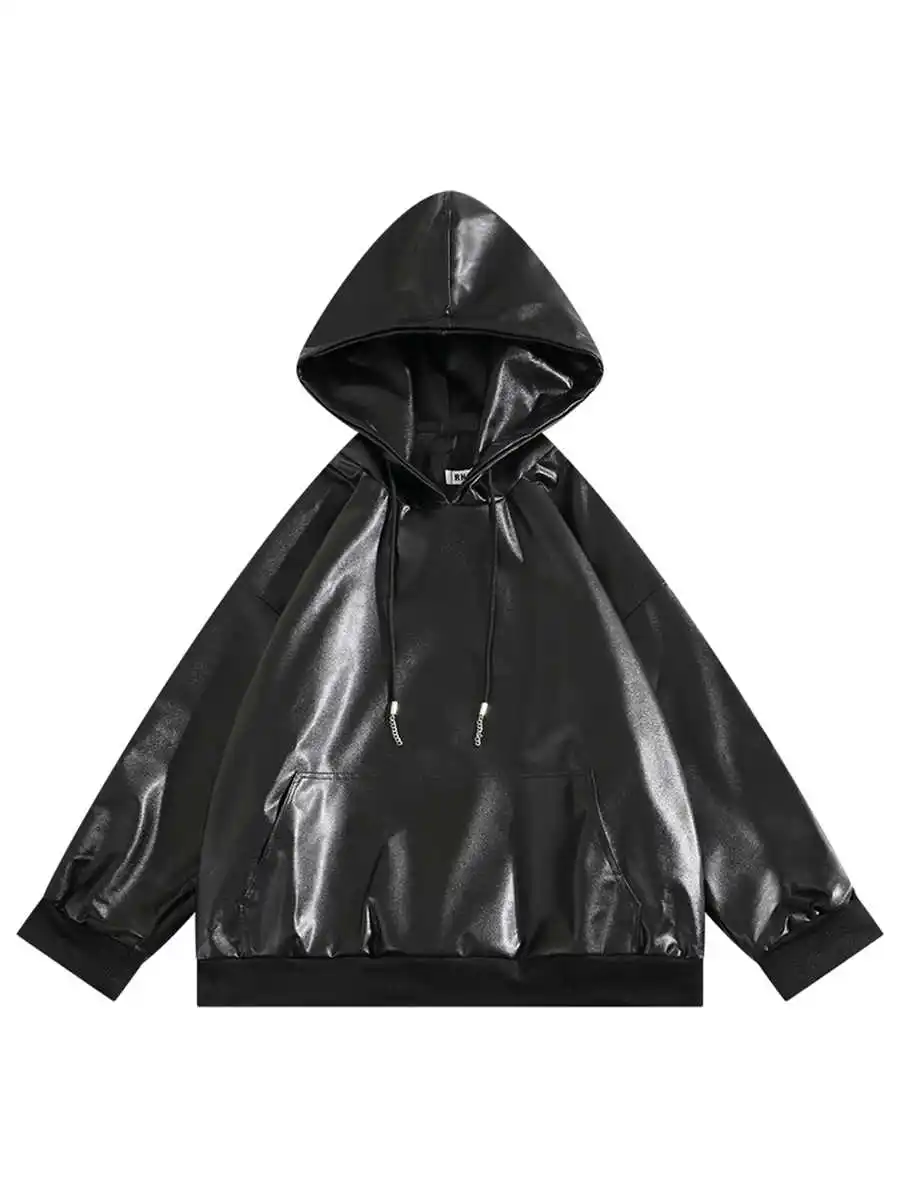 Модные толстовки из искусственной кожи для женщин/мужчин осенний новый тренд