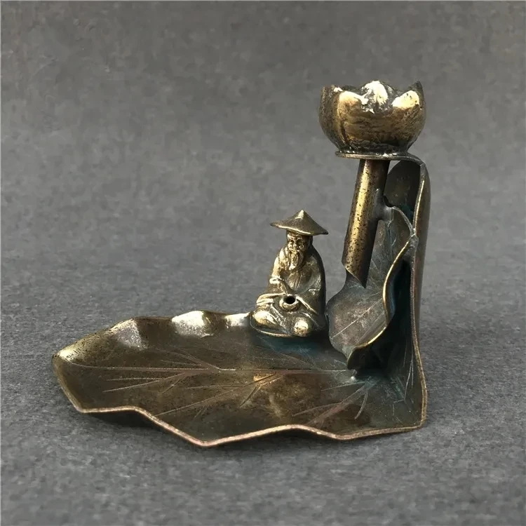 

Pure Copper Incense Insertion Incense Stove Censer Old Man Fishing Fish Lotus Decoration Statue