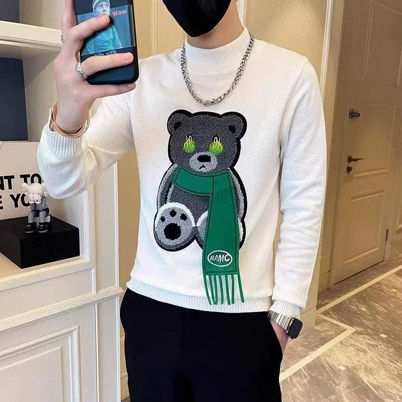 Осень/зима мужской свитер с высоким воротником до половины поло повседневный