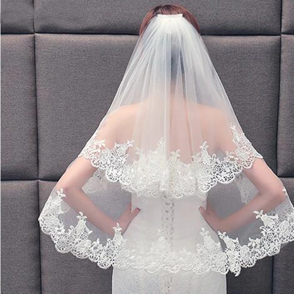 

Wedding Bride White Double Layer Long Veil Photography Accessories Elegant for Women
