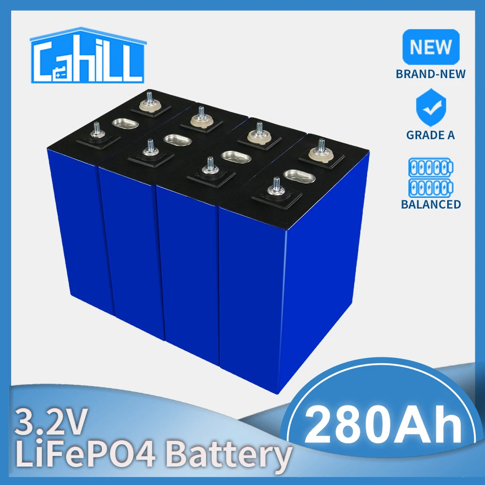 

Grade A 3.2V 280Ah Lifepo4 Solar Battery 1-32PCS Lithium Iron Phosphate Battery 12V 24V 36V For RV Golf Cart Boat Yacht Forklift