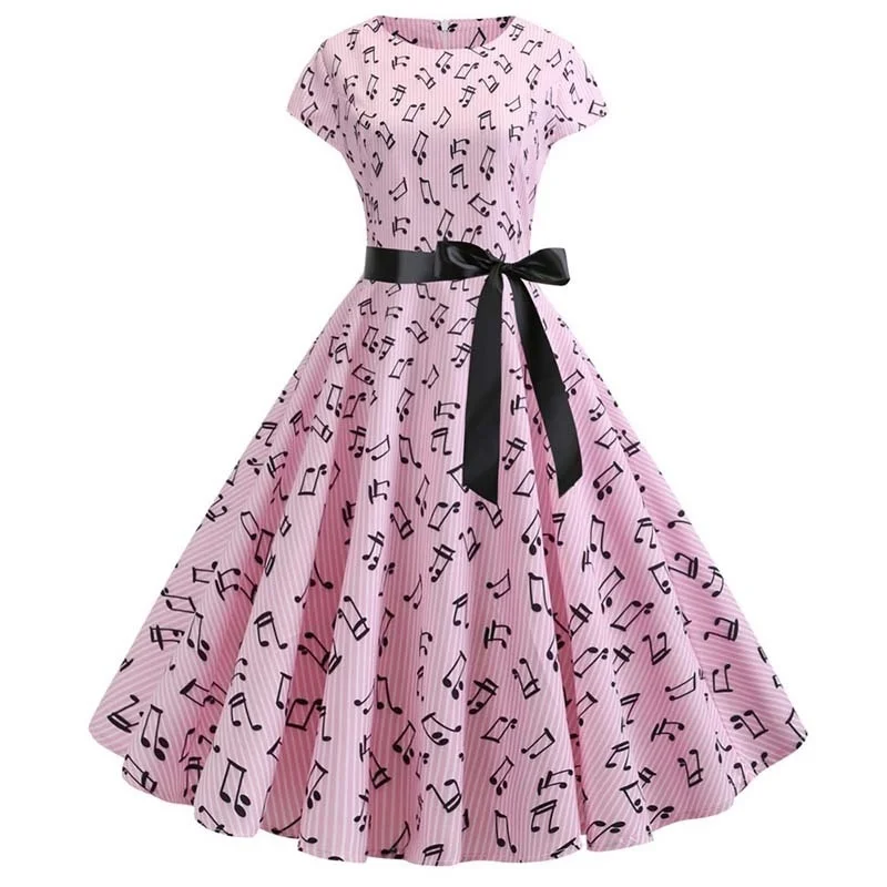 

2023 Women Floral Print Summer Dress 50s 60s Vintage Dress Female Short Sleeve Retro Robe Rockabilly Party Dresses Vestidos