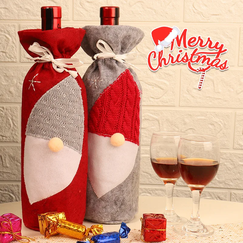 

Non-woven Faceless Santa Claus Wine Bottle Cooler Christmas Wine Bottle Cooler Simple Beer Bottle Cooler Christmas Accessories