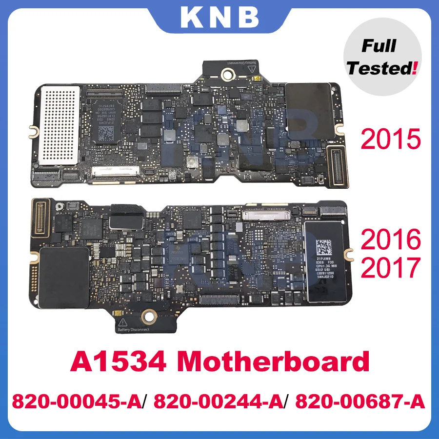 

Tested Original A1534 Motherboard 820-00045-A 820-00244-A 820-00687-A For Macbook Retina 12" A1534 Logic Board 2015 2016 2017