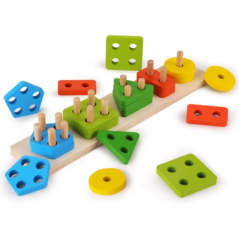 

5in1pcs Children Geometric Intelligence Board Shape Building Block Toy Teaching Aids Early Childhood Enlightenment Jigsaw Puzzle