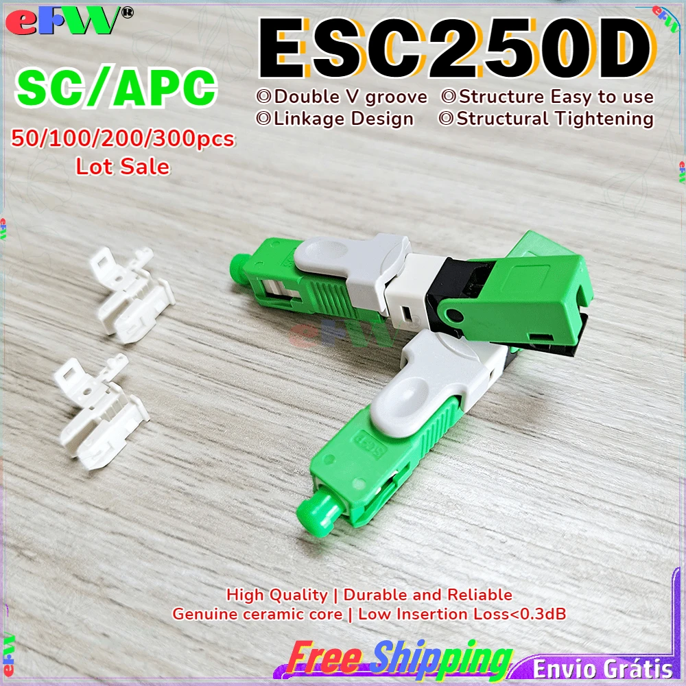 Free Shipping ESC250D Fast Conector SC APC Single-Mode Fiber Optic Quick Connector FTTH SM Optic For Telecom