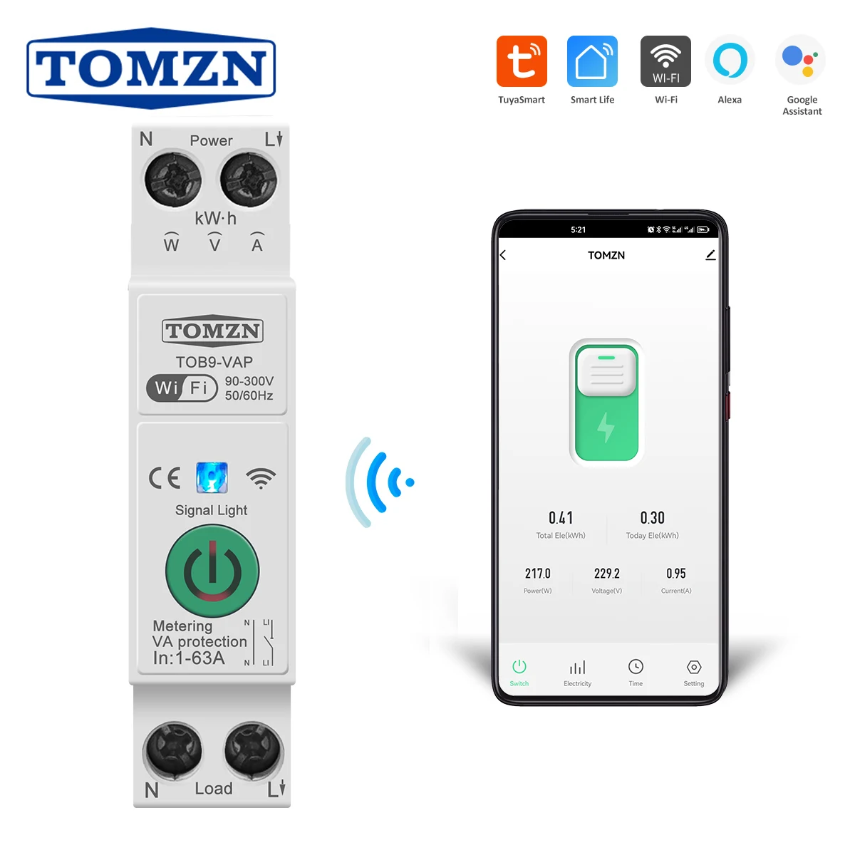 

Умный выключатель TOMZN TOB9-VAP