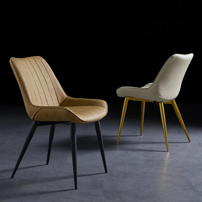 

Dining Chair Household Nordic Restaurant Modern Simple Leather Stool By Makeup Iron Light Dining Table and Chair