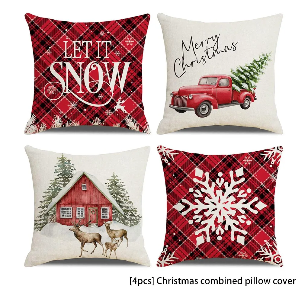 

Чехол на рождественскую подушку на молнии, 4 шт.