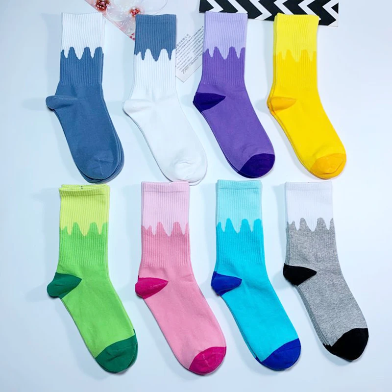 

Men's And Women's Medium Tube Socks Color Matching Japanese College Style European American Street Skateboard