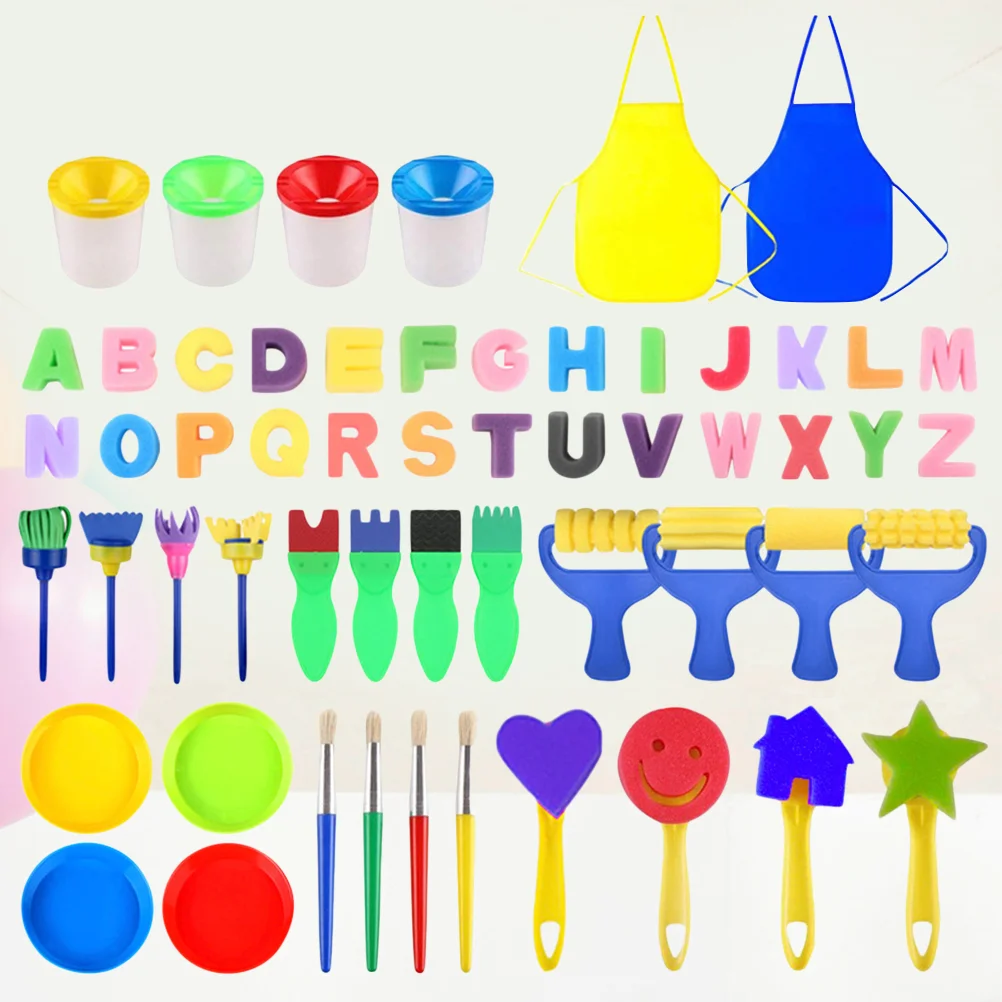 

Набор детских губчатых кистей 56 шт., водонепроницаемая кисть для рисования пальто, инструмент для рисования