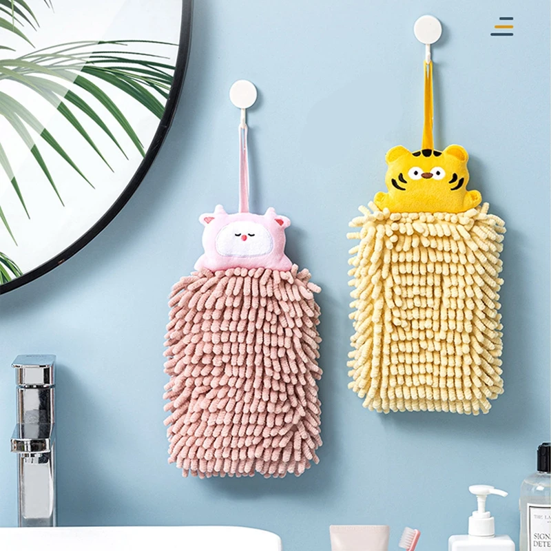 

Chenille Towel Kitchen Hanging Cloth Thickened Absorbent Quick Drying Towel Toilet Cartoon Cute Dry Towel