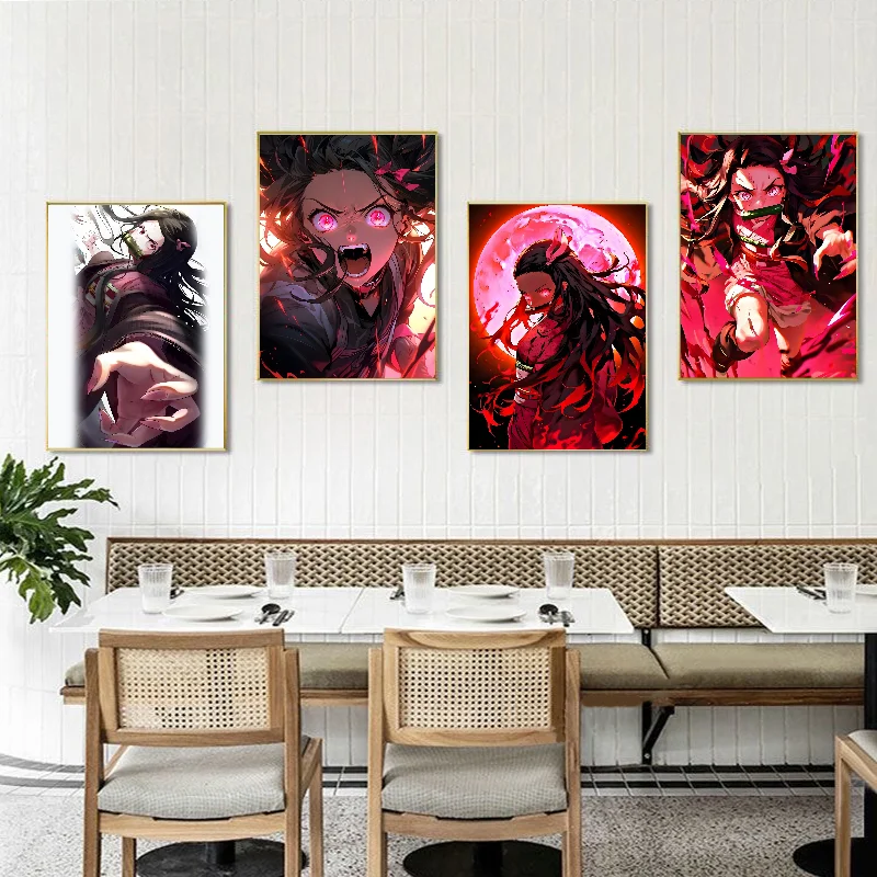 Убийца Демонов аниме Незуко плакат самоклеящаяся художественная водостойкая