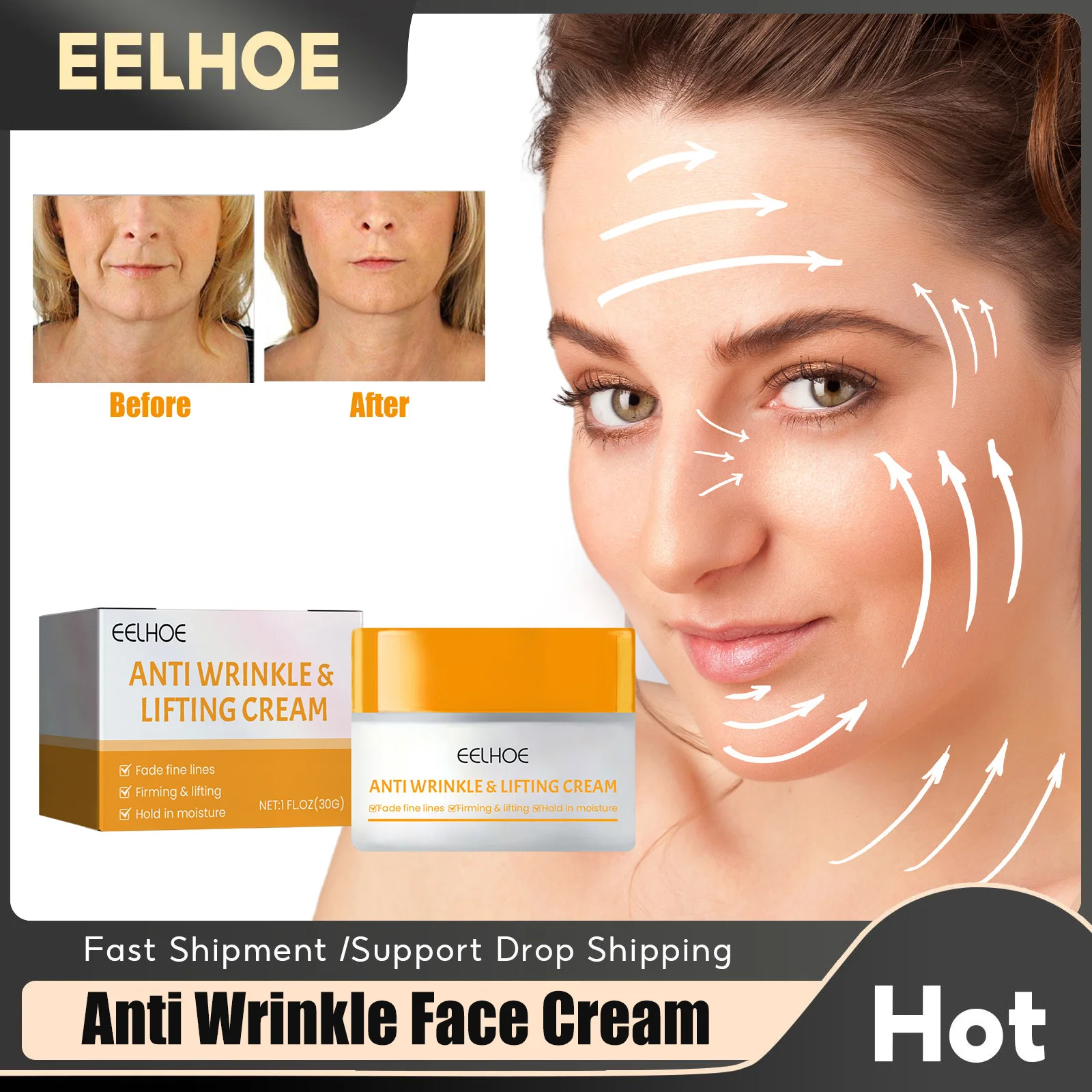 

Eelhoe Anti Wrinkle Face Cream Fade Fine Lines Effective Whitening Moisturizing Lifting Firming Nourishing Tender Skin Cream 30g