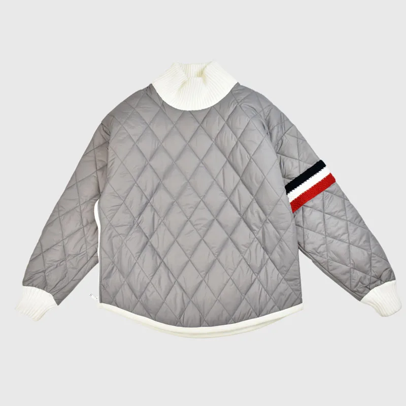 TB THOM  Cotton Clothes Men Pullover Jacket Fashion Brand Loose Patchwork Striped High Collar Thick Winter Casual Coat