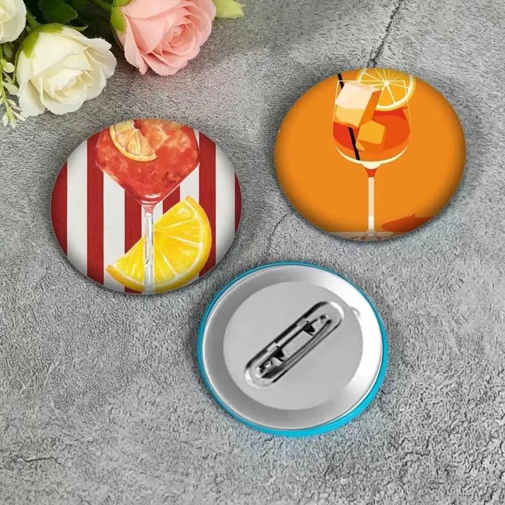 Фото Персонализированные круглые значки-броши Aperol Spritz Art 25, 32, 44, 58, 75 мм, аксессуар, подарок №2