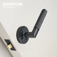 DOOROOM US Standard For 2-1/8" Hole Brass Knurled Lever Privacy Door Lock Passage Set  Round Rose 65mm Dummy Closet Handle