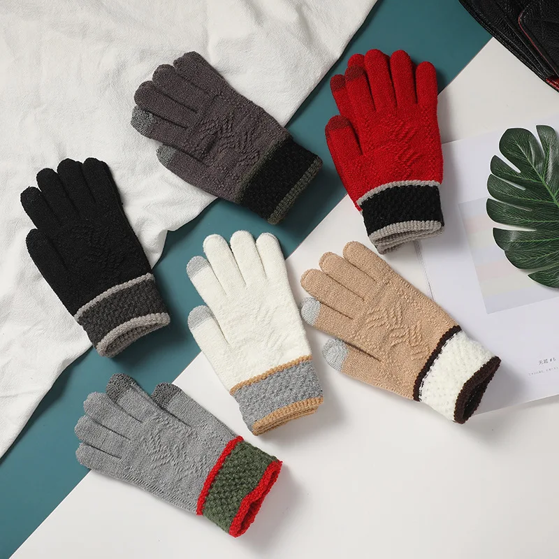

2022 New Kids Gloves Winter Full Finger Knitted Wool Gloves Cartoon Children Mittens 3-16Y Boys Girls Gloves варежки детские