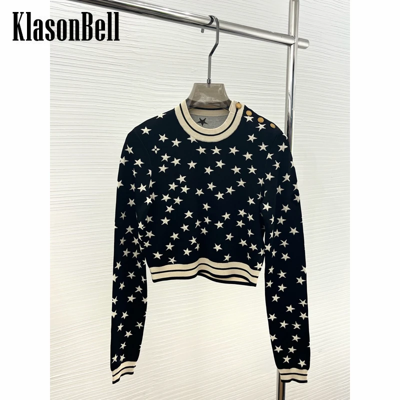 

8.4 KlasonBell Fashion Star Pattern Knitted Short Pullover Sweater Women