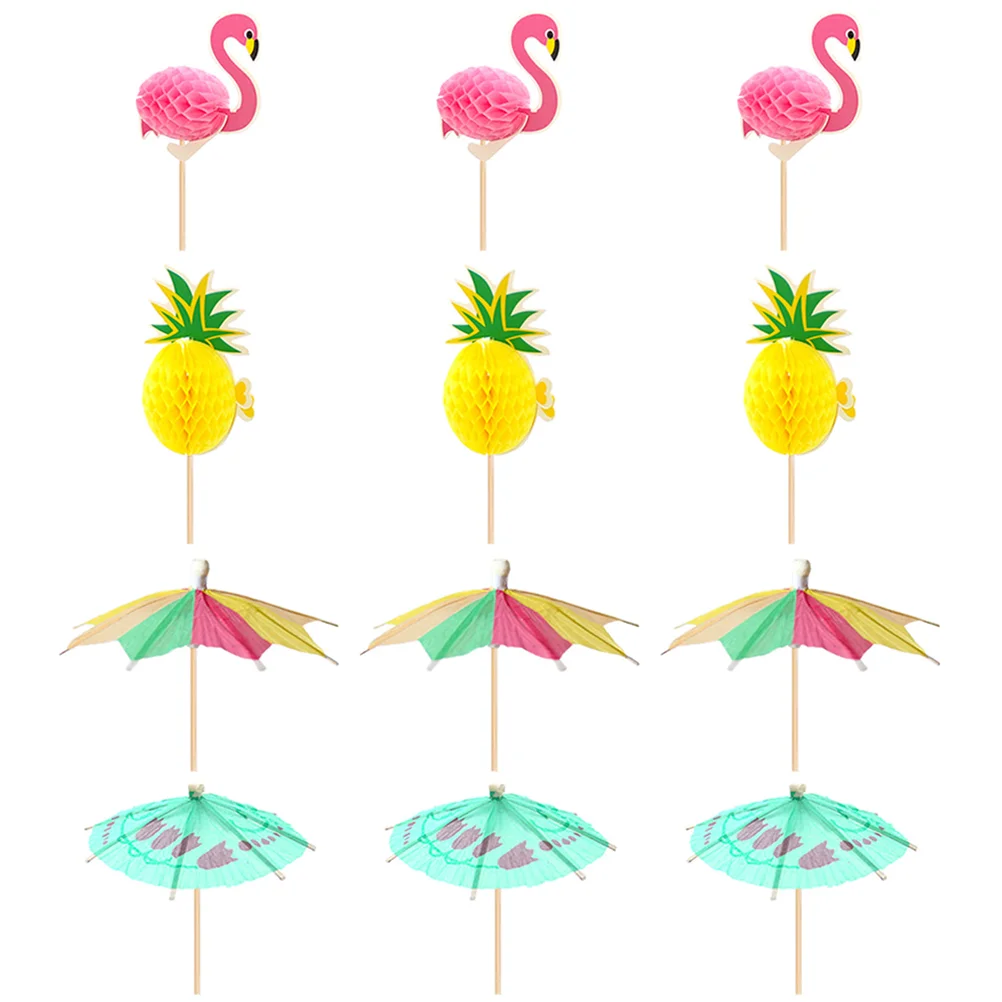 

Plug Birthday Cake Decorations Decorative Picks Flamingo Hawaiian Cupcake Toppers