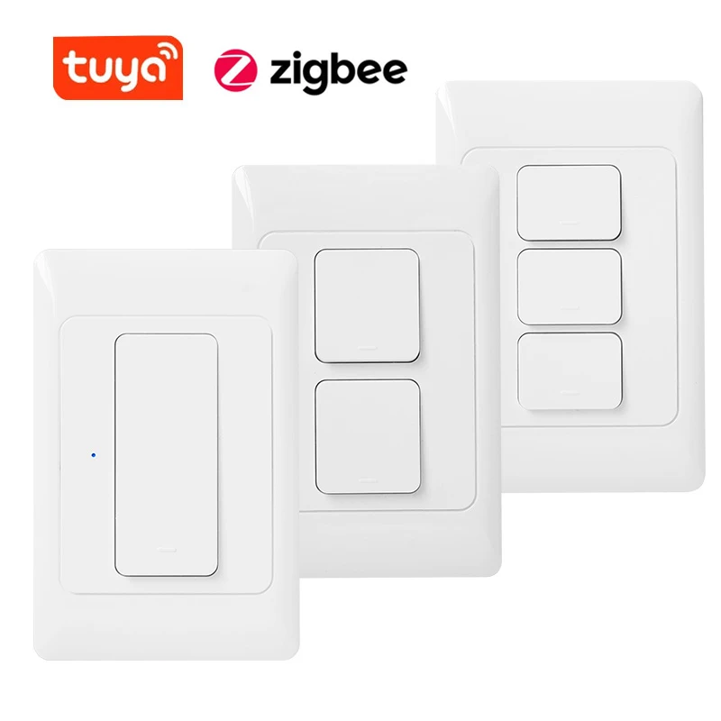 Milfra Tuya Zigbee Push Button Switches Physical Smart US AU Brazil Light Wall Switch 1/2/3Gang Timer Voice Control Google Alexa