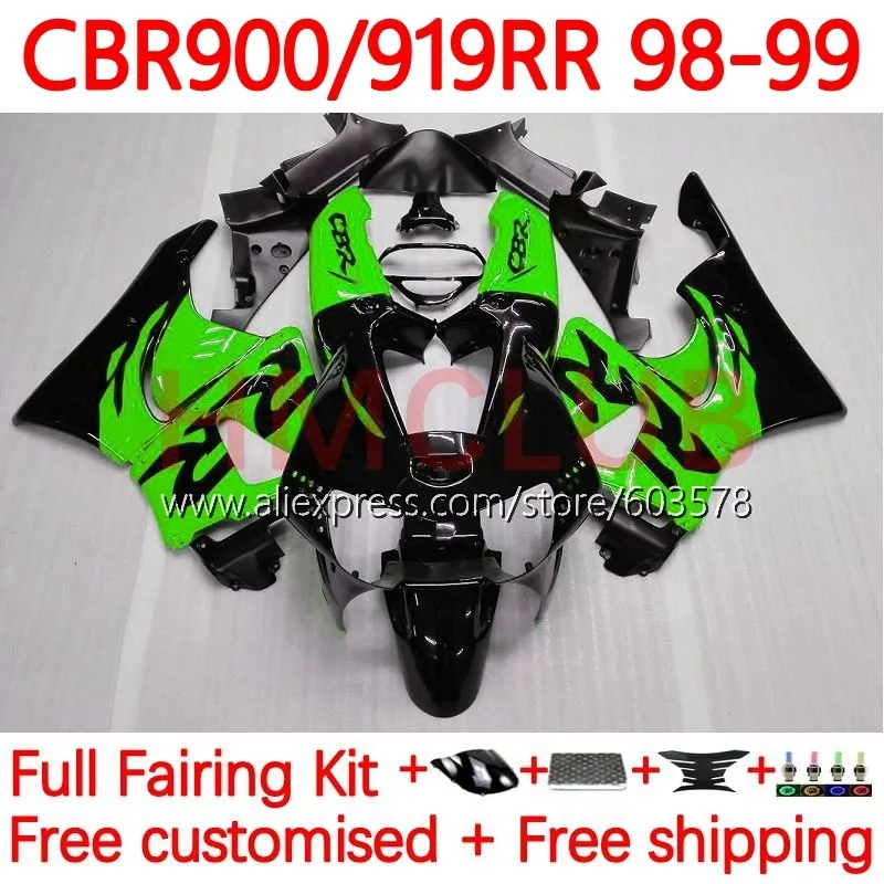 

Body For HONDA CBR919RR CBR 919RR 900RR CBR900 919 RR CC 98-99 CBR919 RR 1998 1999 CBR900RR green stock 98 99 Fairing 118No.22