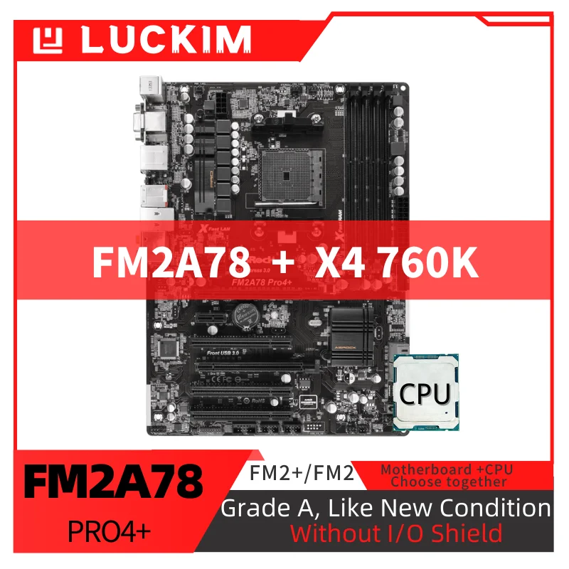 

Refurbished FM2A78 PRO4+ Motherboard FM2+ FM2 X4 760K Set Kit with Processor