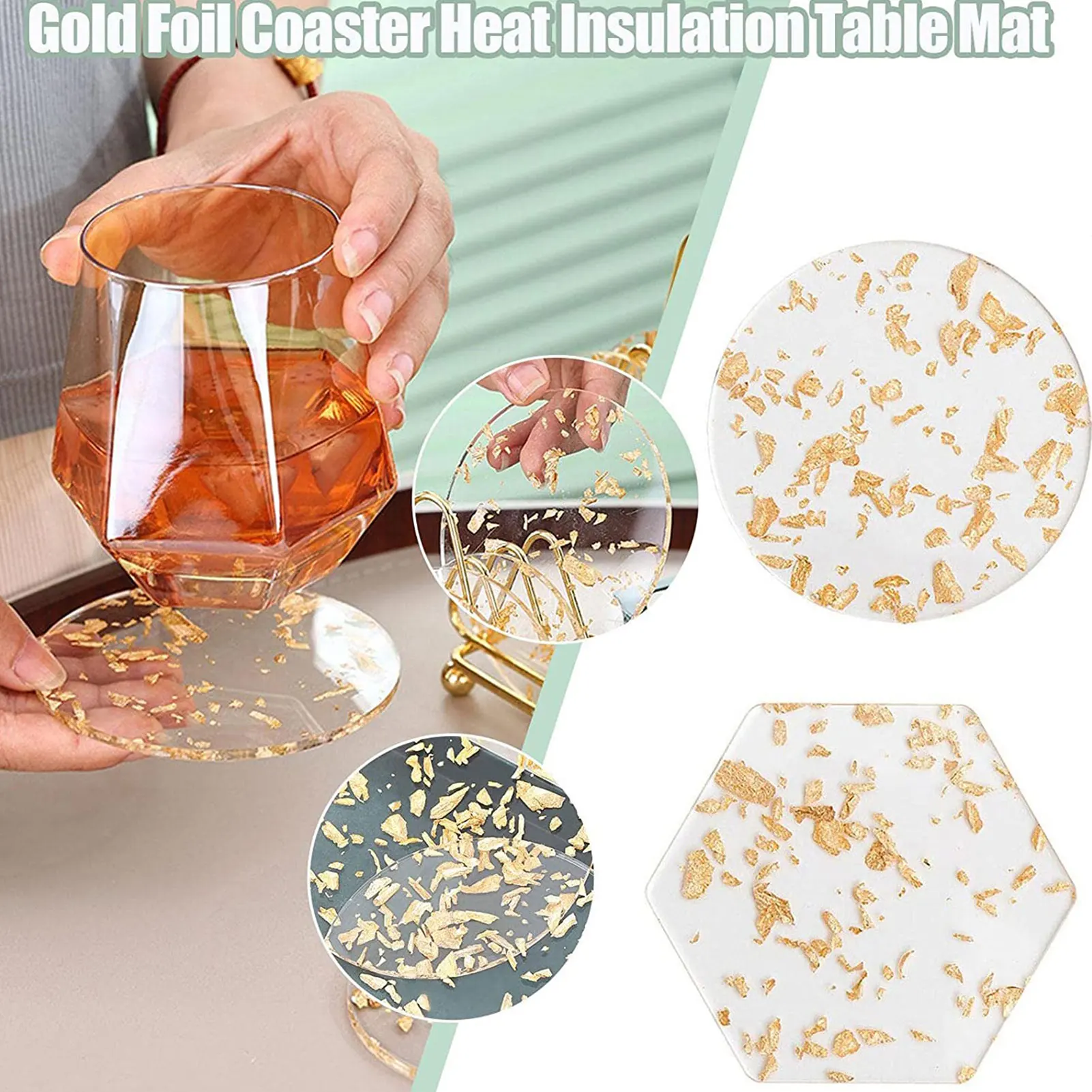 Подставка из акриловой золотой фольги теплоизоляционный коврик для стола