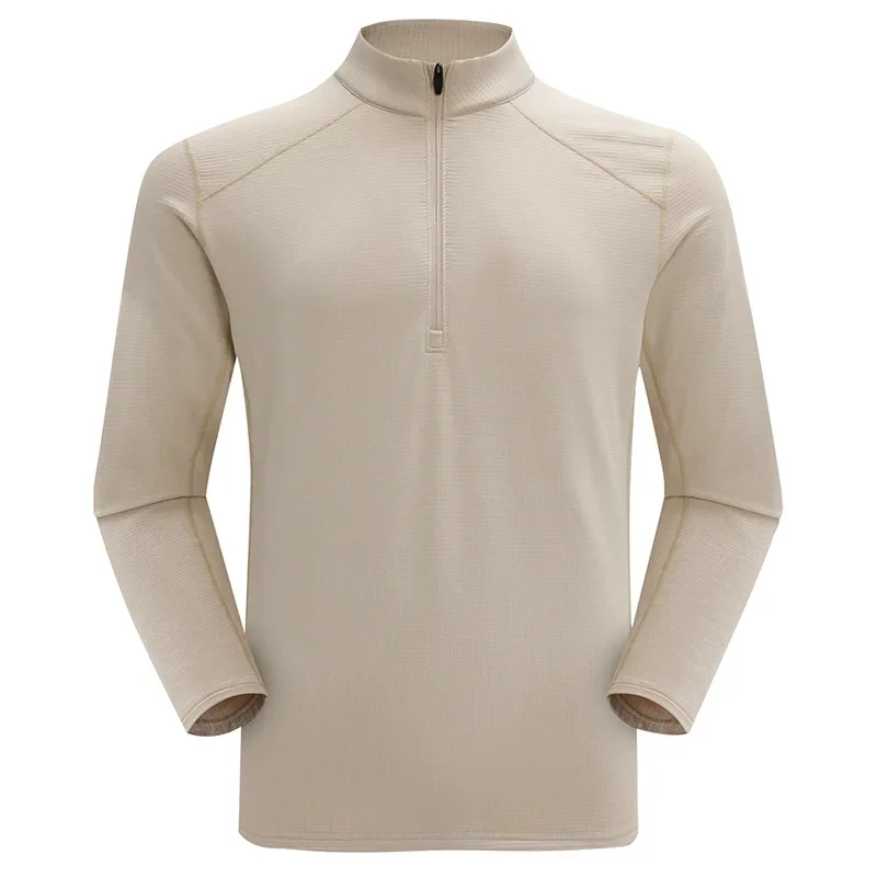 Осенне-зимняя флисовая теплая толстовка с воротником-стойкой на молнии для бега