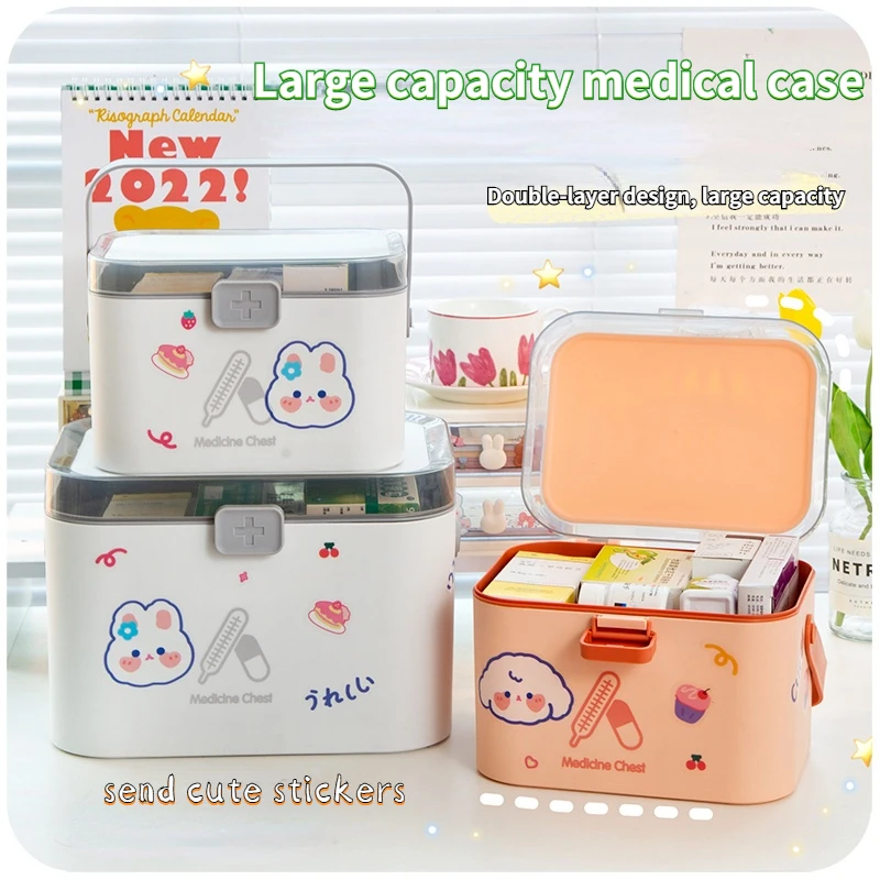 2022 Home First Aid Kit Storage Medicine Box Organizer Big Cute Multi-layer Medicine Plastic Container Kawaii Medicine Storage