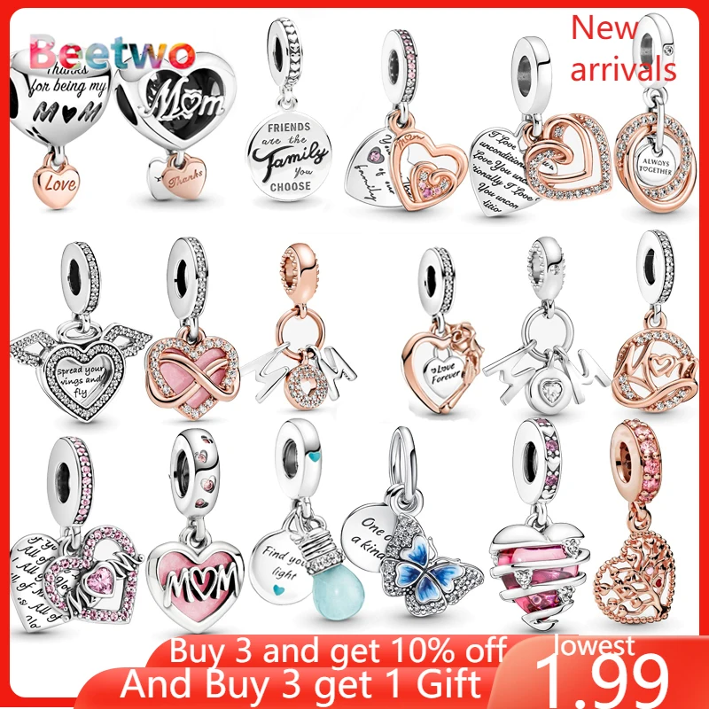 

silver color Friends Are Family Dangle Charms Clear Charm Fit Original Pandora Charms Bracelet Bead Fashion Jewelry Berloque