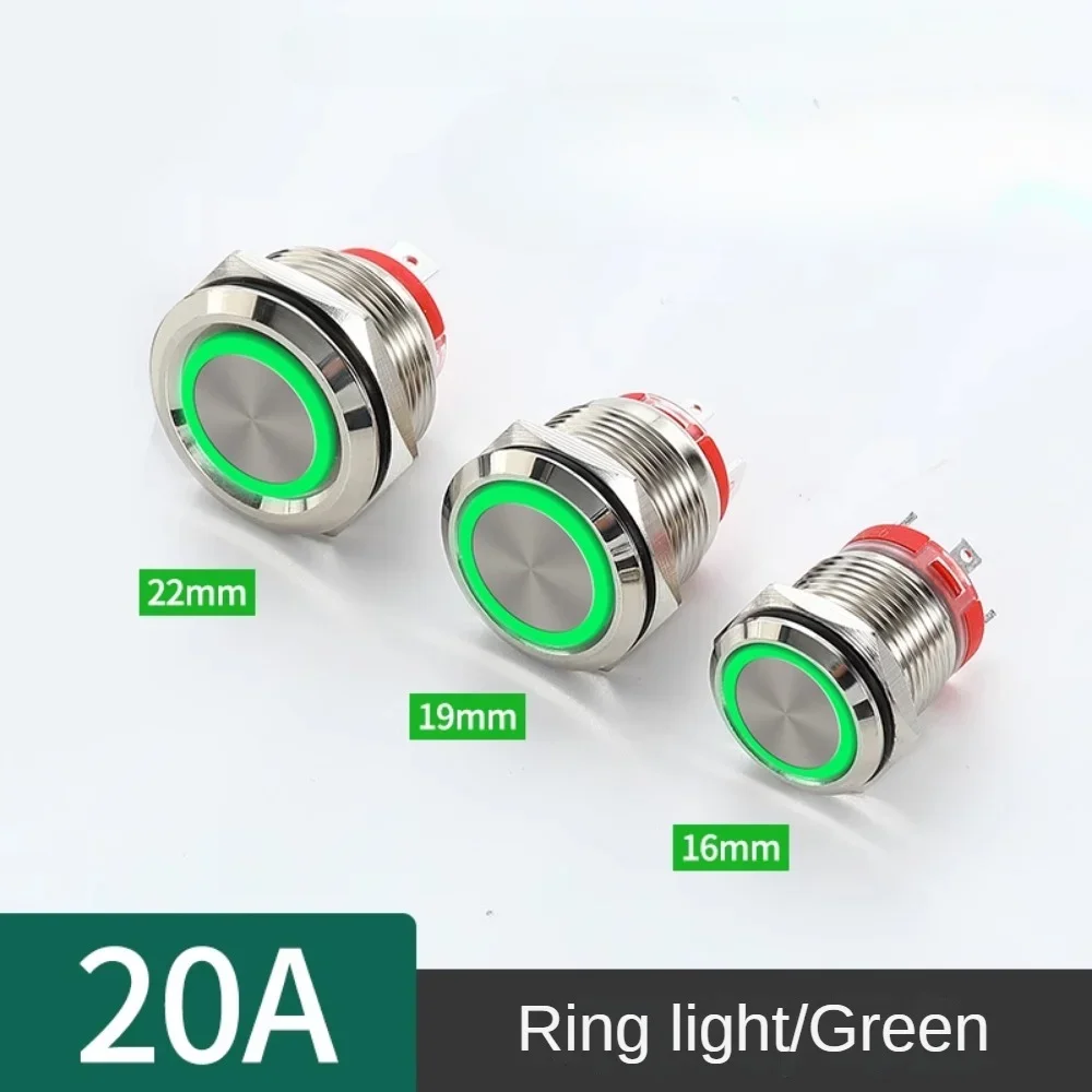16/19/22 мм 20A сильноточный металлический кнопочный переключатель IP67 водонепроницаемый светодиодный светильник с мгновенной фиксацией выключатель питания двигателя автомобиля красный